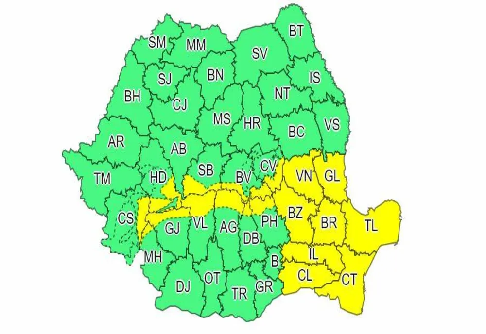 Cod galben de vânt puternic în Județul Călărași! Vremea în următoarele 3 zile