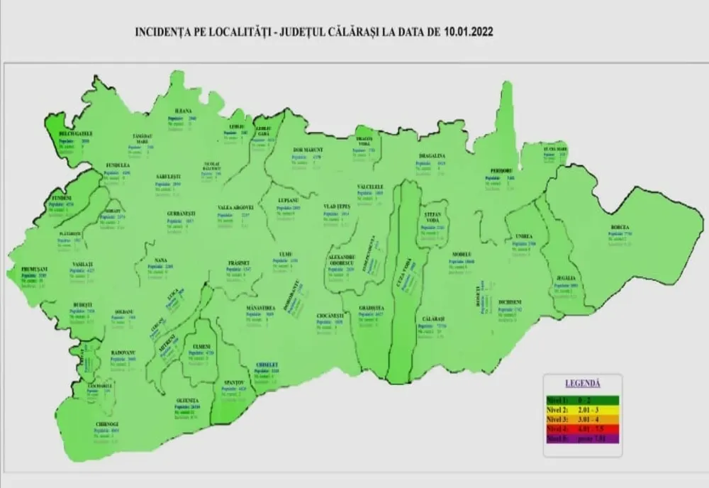 Noile cazuri de COVID-19  în județul Călărași. Situația pe localități