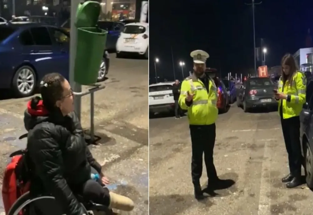 VIDEO Șocant! Polițiștii locali au ridicat mașina unei femei în scaun cu rotile 