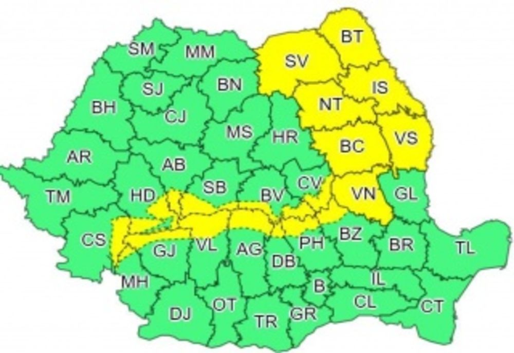 Atenționare meteo. Cod galben de VÂNT puternic