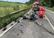 FOTO Impact teribil între o motocicletă și un autocamion . Două persoane în stare gravă